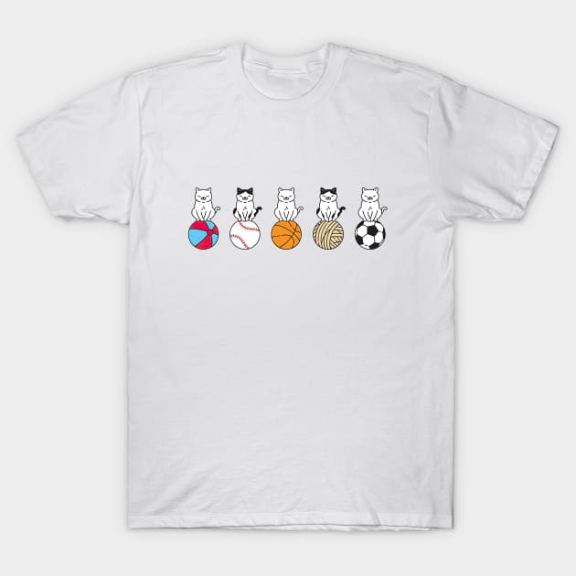 Cute Meow Squad, Funny Cats With Balls T-Shirt by LeahXu